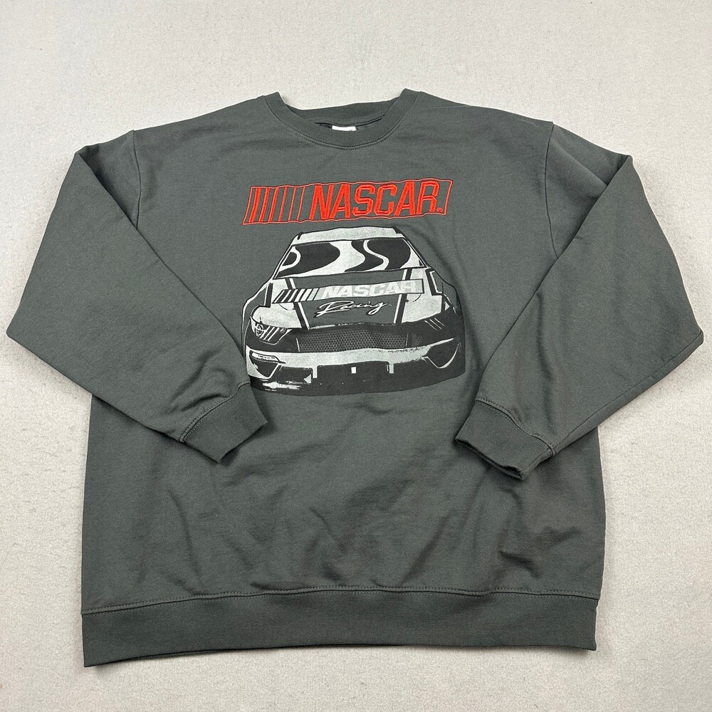 NASCAR Sweatshirt Men XL Gray Daytona 500 Racing Graphic Pullover Crewneck